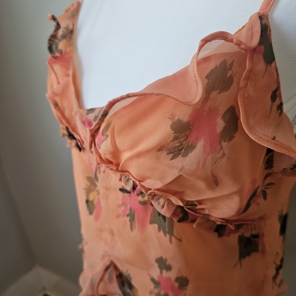 Steve Madden Peach Floral Ruffle Spaghetti Strap Camisole - Picture 8 of 9
